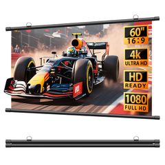 「6ヶ月延長保証」 プロジェクター スクリーン 携帯型スクリーン 吊り下げ 折りたたみ 4K 60インチ 16:9 170°視野角 投影用 屋外屋内 会議 教室 映画 壁掛け型