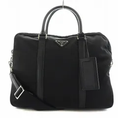 プラダ PRADA テスート サフィアーノ トライアングルロゴ ブリーフケース ビジネスバッグ ショルダーバッグ ハンドバッグ 2way ナイロン レザー 黒 ブラック 2VE871 /AN13 ■OH