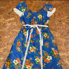 Maco HAWAII ムームー サイズ7-8 ハワイアン アロハ ハイビスカス 総柄 ロングワンピース ヴィンテージ ビンテージ vintage ユーズド USED USA 古着