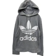 adidas プリントスウェット パーカー XS グレー アディダス 裏パイル プルオーバー ビッグロゴ 古着卸 アメリカ仕入 a709-5349