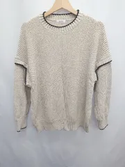 ◇ ⊇ LOWRYS FARM ローリーズファーム バイカラー 長袖 ニット セーター サイズF ベージュ　ブラック系 レディース E  【1411130006111】