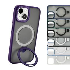 iPhone12 iPhone12Pro パープル ケース magsafe 対応 マグセーフ レンズ保護 耐衝撃 スマホケース リング付 指紋防止 スタンド機能