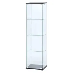 【在庫処分】不二貿易 コレクションケース フィギュアケース 4段 幅42.5×奥行36.5×高さ162cm ブラック 強化ガラス 全面ガラス 組立商品 クリア 98880
