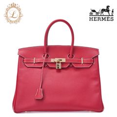 HERMES エルメス バーキン35　 ハンドバッグ 　エプソン　ルージュカザック×コルヴェール　赤系（ゴールド金具）レディースバッグ　ブランド【中古】【送料無料】