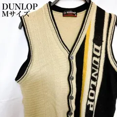 ダンロップ V首ベスト ボタンセーター カーディガン ウールニット ノースリーブ used in Japan