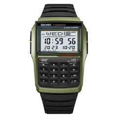 SKMEI calculator ミリタリーグリーン カーキ カリキュレーター デジタルウォッチ 腕時計 計算機 電卓 通貨換算 databank DATABANK データバンク ユニセックス メンズ レディース レトロ 時計 おしゃれ 復刻デザインのサムネイル