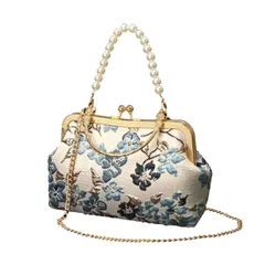 [Electric Circus] パーティーバッグ ハンドバッグ 3way がま口 フォーマル バッグ クラッチバッグ 手提げ 結婚式 着物 (ブルー) かっこいい かわいい おしゃれ プレゼント 大人 女性 レディース 人気 パーティー ばっぐ [ブルー]