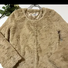 ナチュラルビューティーベーシック　ベージュ カーディガン 長袖　パール付き　S