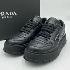 PRADA ブラックレザー スニーカー Prada レザースニーカー | ブラック | FARFETCH JP