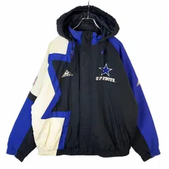 NFLダラス・カウボーイズApex Oneナイロンジャケットフーディ裏地中綿入りキルティング Cowboysアメフトアメリカンフットボール刺繍ワッペン黒ブラック青ブルーvintageヴィンテージ40810