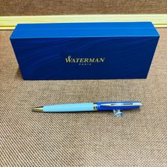 ミキモト ボールペン ブルーマーブル×シルバー 天冠に貴石 回転式 レア