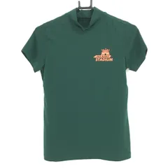【超美品】ジャックバニー 半袖ハイネックシャツ グリーン×オレンジ ストレッチ ロゴ レディース 0(S) ゴルフウェア Jack Bunny