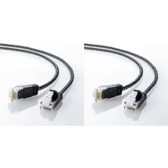 サンワサプライ CAT6A細径メッシュLANケーブル (5m) 10Gbps/500MHz RJ45 ツメ折れ防止 ブラック&ホワイト KB-T6AME-05BKW (× 2)