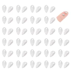 新品 [UNICRAFTALE] 約500個 7mm 葉形 チャーム 304ステンレス チャーム 植物シリーズ 葉っぱ柄 リーフ柄 樹柄 木の葉 ツリー柄 可愛い ステンレス色 メタルチャーム 金属チャーム ネックレスパーツ ジュエリー作り ネックレスブレスレ