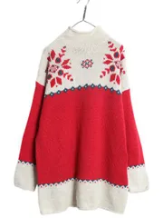 【お得なクーポン配布中!】 90s エディーバウアー ロールネック ウール ニット セーター メンズ L オールド 黒タグ アウトドア ノルディック ハイネック マルチカラー