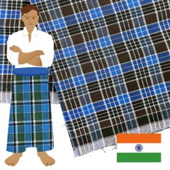 【商用可】インドのボトムズ ルンギ布「STITCHED（縫い合わせ済み）」91