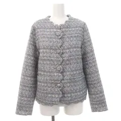チェスティ Chesty 22AW スカラップツイードジャケット ノーカラー ウール混 1 スモークブルー 白 マルチカラー /MI ■OSのサムネイル
