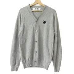 美品 22AW PLAY COMME des GARCONS プレイコムデギャルソン ハートワッペン カーディガン サイズL グレー メンズ 古着 中古 USED