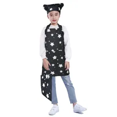 [BIGHAS] キッズ エプロン 三角巾 巾着バッグ 3点セット 子供 着脱簡単 恐竜 小学生 ネームタグ付き ホコリが付きにくい