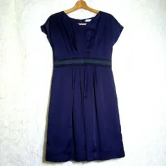 エスプリミュール【11】ノースリーブ 膝丈ワンピース フォーマル ネイビー 薄手