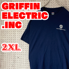 【ビッグサイズ】グリフィンエレクトリック　アメリカ　企業　電気工事会社　Tシャツ　2XL　ネイビー　US古着　MTTS2309-95