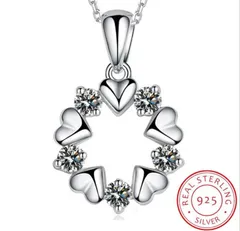 ハート ジルコニア フラワー 45cm シルバー925 保存袋付き ネックレス