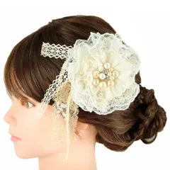 髪飾り 成人式 振袖 前撮り 袴 花 リボン 白 レース 紐 パール ビーズ 花ごころ 和装 粋 日本製 お洒落 卒業式 結婚式 入園式 No.12-0713