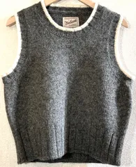 WOOL RICH★90'sVINTAGE★ニットベスト★セーター★ライン★ウール生地★ウールリッチ★ビンテージ★グレー★灰白★美品のサムネイル