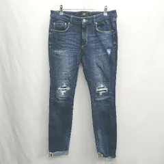 ◇ Θ AZUL BY MOUSSY アズール バイマウジー ダメージ加工 デニム サイズL ネイビー レディース E  【1501230001786】