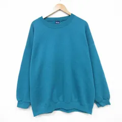 XL/古着 長袖 スウェット メンズ 90s 無地 大きいサイズ クルーネック 青緑 25oct11 中古 スエット トレーナー トップス