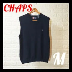 訳あり　CHAPS 　ニットベスト　紺　M　古着　アメカジ　USED　○