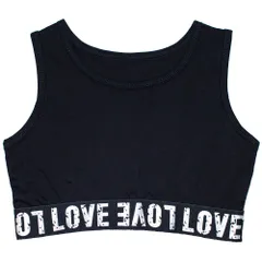 ☆ ブラック ☆ 130cm ☆ タンクトップ ダンス衣装 タンクトップ ショート丈 キッズ トップス ショートトップス ハーフトップス スポーツブラ ブラトップ インナー スポーツ ダンス 衣装 コスチューム チューブトップ レッスン着 練習着 キッズダンス