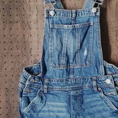 H&M  Divided　ディバイデッド　デニムショートオーバーオール　ダメージ加工　サイズ３４