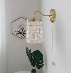 レアフレンチシェルビーズシャンデリアハンギングランプ