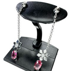 ルビー 0.34/0.36ct ダイヤモンド 計0.03ct ピアス K18WGホワイトゴールド 18金  1.8g レディース 【中古】【真子質店】【NN】