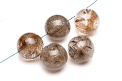 贅沢な内包量！ シルバールチルクォーツ　13mm　粒売り (貫通穴) ビーズ 1個売り パワーストーン 天然石 _T640-13