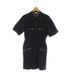 マウジー MOUSSY 23SS ZIP UP ミニワンピース 半袖 ジップアップ ストレッチ タイト 2 紺 ネイビー /MY ■OS
