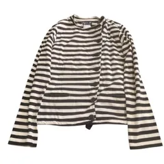 RE214 agnesB アニエスベー　ボーダートップス　アシンメトリーボタン　長袖カットソー　レディース