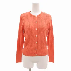 ラルフローレン RALPH LAUREN ポロ スポーツ 美品 カーディガン ケーブルニット ホースロゴ刺繍 M サーモンピンク /FF ■GY14