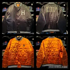 最終値下げ！HUF　ハフ　ウールスタジャン　23AW　刺繍　完売モデル L HUF - HUF ハフ スタジャン 23AW ビッグロゴ 刺繍 ゆるだぼ 完売