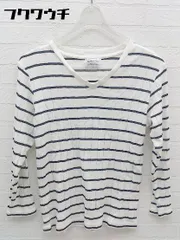 ◇ UNITED ARROWS green label relaxing 薄手 ボーダー 七分袖 カットソー ホワイト ブラック レディース 【中古】 【1002801345372】