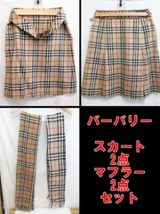 Q748【激安】バーバリー　チェック　スカート　マフラー　セット　ブルーラベル　中古　/15