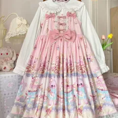 甘ロリワンピース♪ピンク Mサイズ ネコちゃん柄お出かけや女子会にも最適