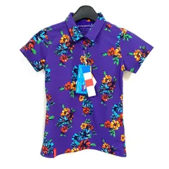 【le coq sportif】ルコックスポルティフ ゴルフ/花柄半袖ポロシャツ/レディースS/パープル/未使用品