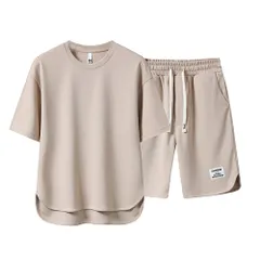 YEOREO 夏服 メンズ セットアップ Tシャツ 半袖 上下 セット無地 大きいサイズ ゆったり おしゃれ 上下スウェット 服 トップス ハーフパンツ ショート パンツ アップ 人気 スポーツウェア セットアップ春夏 tシャツ 快適-xing-XL