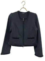 【中古】TO BE CHIC トゥービーシック ジャケット カーディガン レディース ノーカラー ジップアップ ブラック サイズ42＿S23＿セルモアから出品＿s-0659-r23