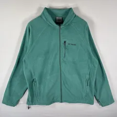 古着 コロンビア Columbia フリースジャケット フルジップ ワンポイントロゴ刺繍 ラグラン 大きいサイズ XXL  グリーン系 メンズ