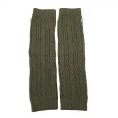 【美品】パーリーゲイツ ニットレッグウォーマー カーキ ケーブル編み レディース  ゴルフウェア PEARLY GATES