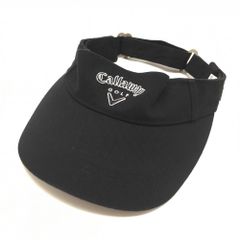 キャロウェイ サンバイザー 黒×白 ロゴ刺しゅう コットン100％  ONE SIZE FITS ALL ゴルフウェア Callaway