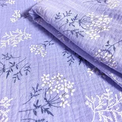 moonfarm 花柄 コットン ダブルガーゼ 生地 選べる7色 綿100％ 幅約130cm カラー 手芸 布(ブルー,  1m)のサムネイル
